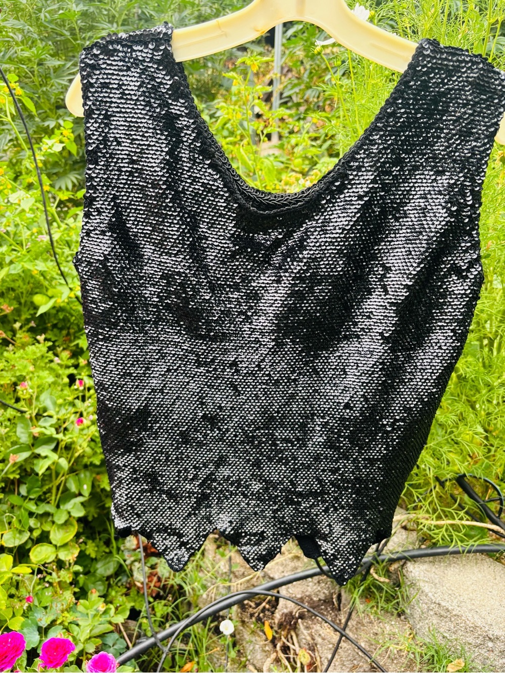 Boston Proper Black Sequin Sleeveless Camisole